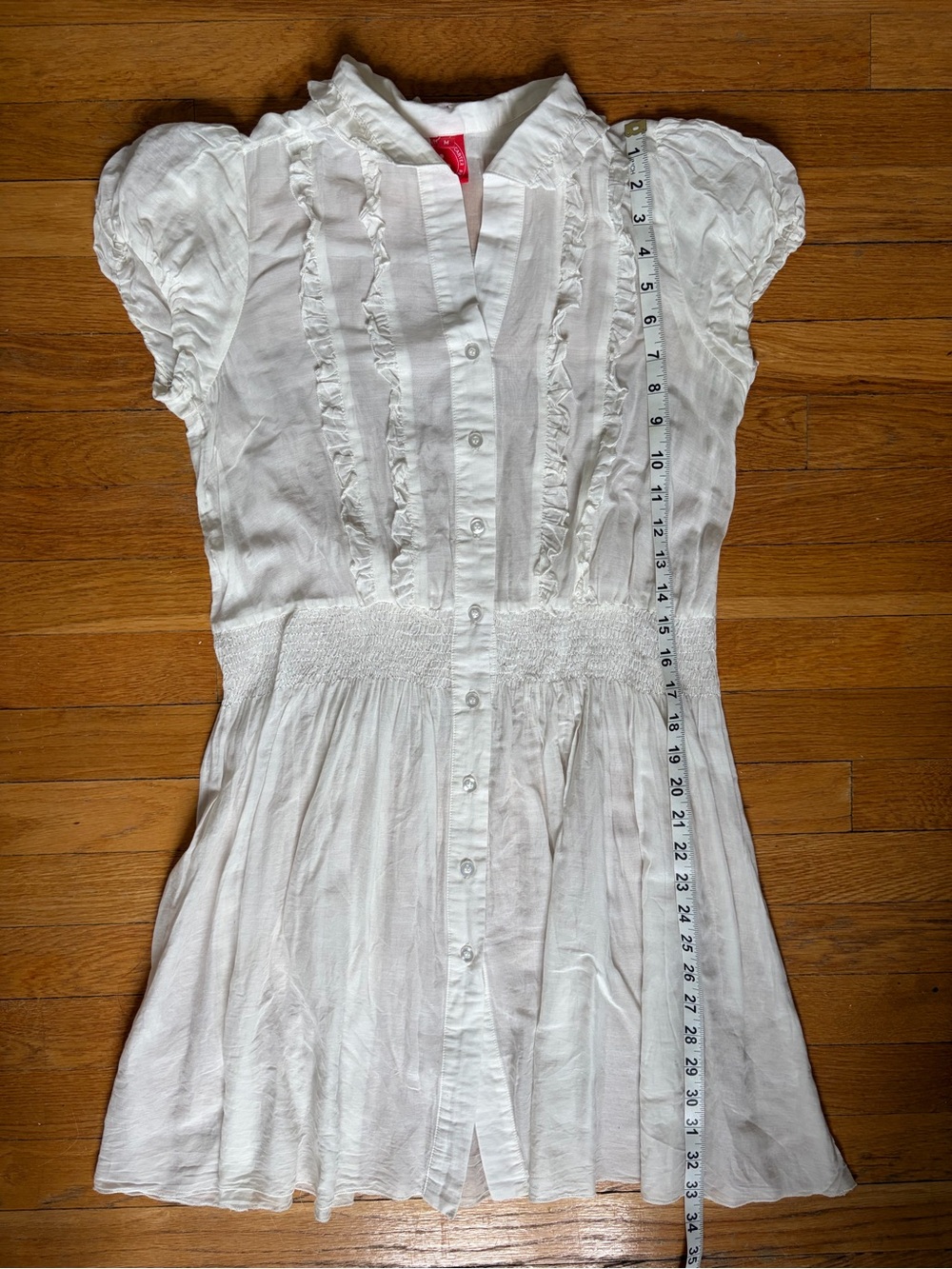 Red Carter white cotton silk ruffle dress size M